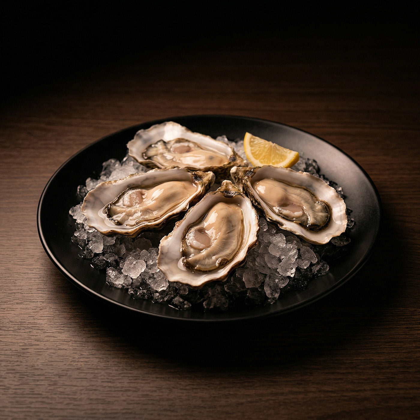 稲花 Pegasus2017 Blue Labelに合う生牡蠣 砕き氷の上にレモンを添えて